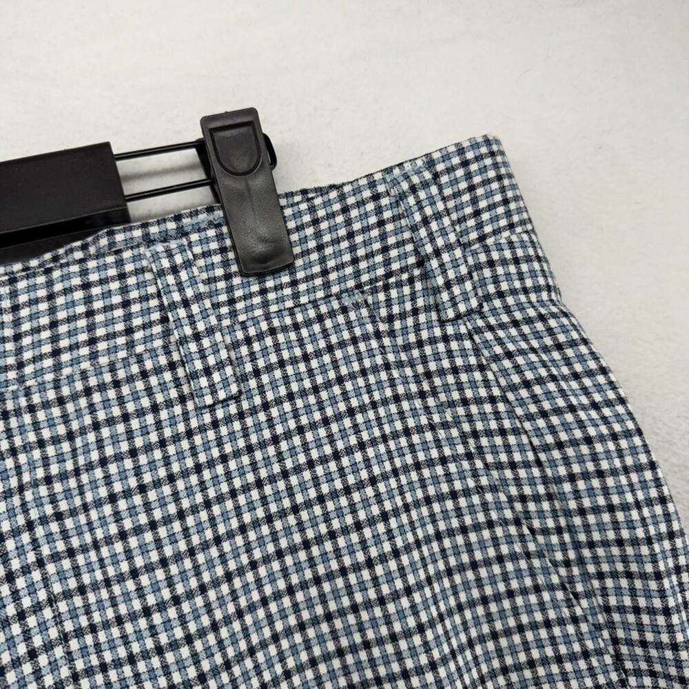 Vintage 70s Slacks Men's 33x31 Blue White Houndstooth Flared Wide leg Rockabilly - Picture 2 of 10